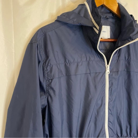 OLD NAVY Women’s Navy White Full Zip Rain Coat Wind Breaker Size Medium - Picture 5 of 12